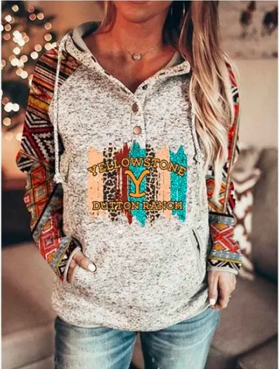 Picture of TV Show Hoodie Plaid Letter Long Sleeve Casual Pocket Hoodie